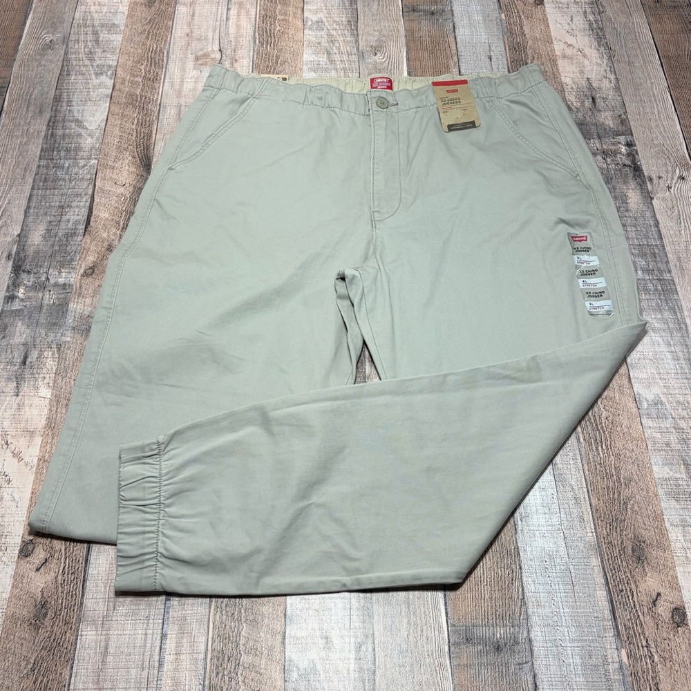 NWT Levis XX Chino Joggers Mens XL Khaki Tan Stretch Tapered Pants A47610008